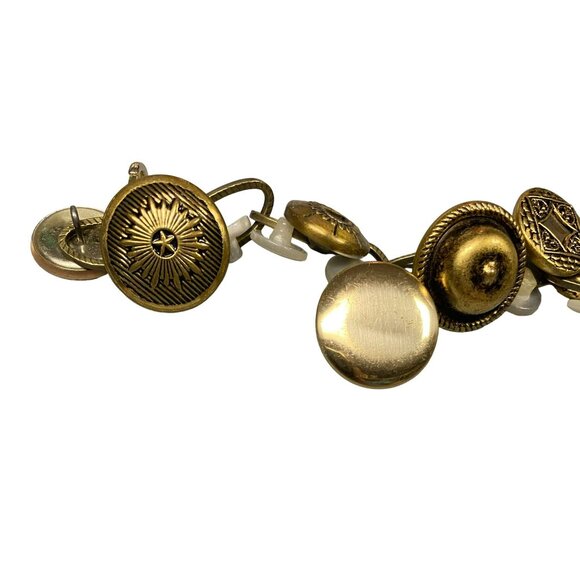 Vintage Hand Made Metal Button Charm Bracelet - Picture 2 of 6